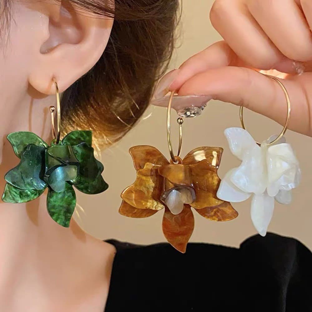Francês Exagerado Flor Pingente Grande Círculo Brincos Feminino Elegante Nicho Design Sentido Jóias Presente