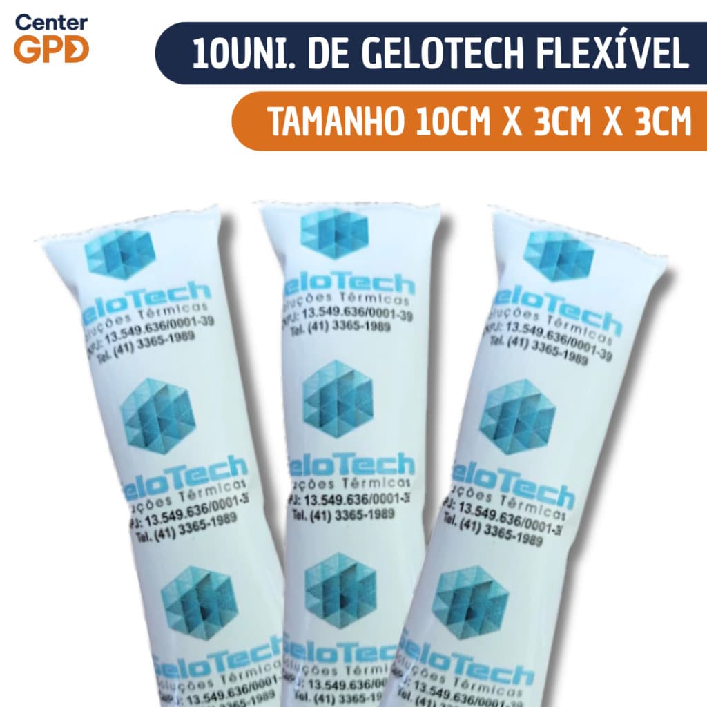 KIT 10Uni. GeloTech Flexível | Tam. 10cm X 3cm x 3cm | Conservação e Preservação de Alimentos