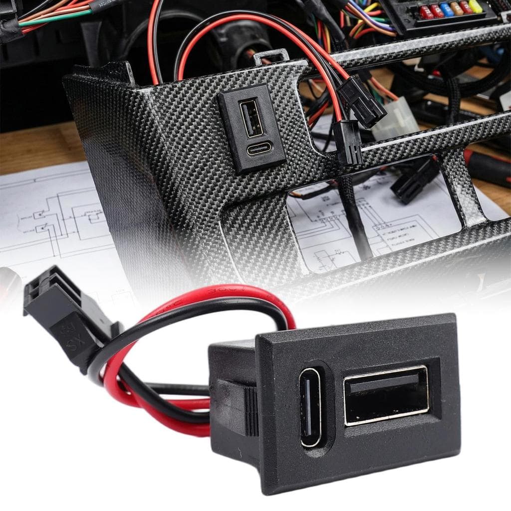 20V 3A Tomada De Energia De Carregamento Montada Em Carro Dupla Camada Tipo-C + Portas USB Suporte De Alimentação Fêmea