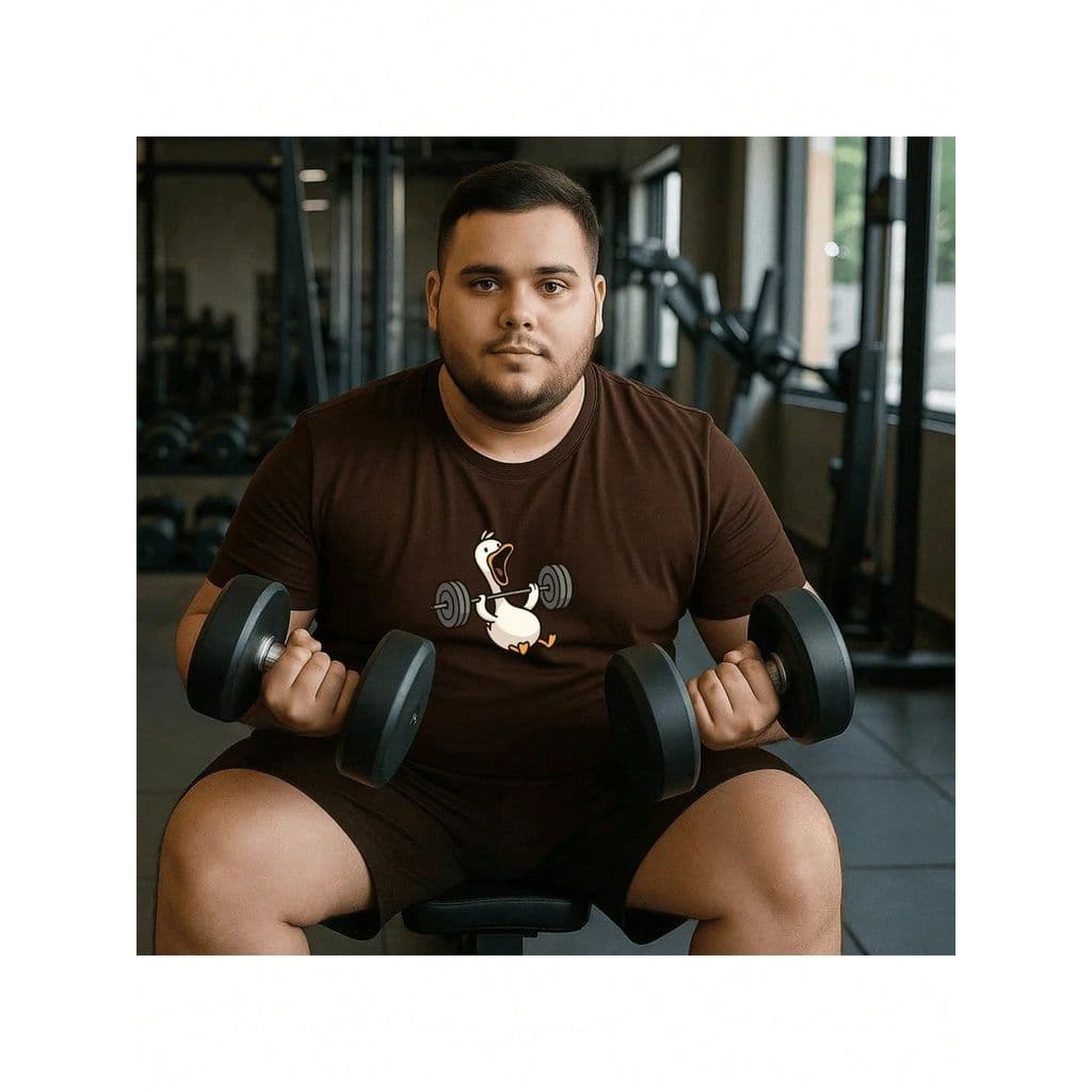 Camiseta masculina plus size, Pato academia manga curta, gola redonda, estampada, perfeita para treinos na academia