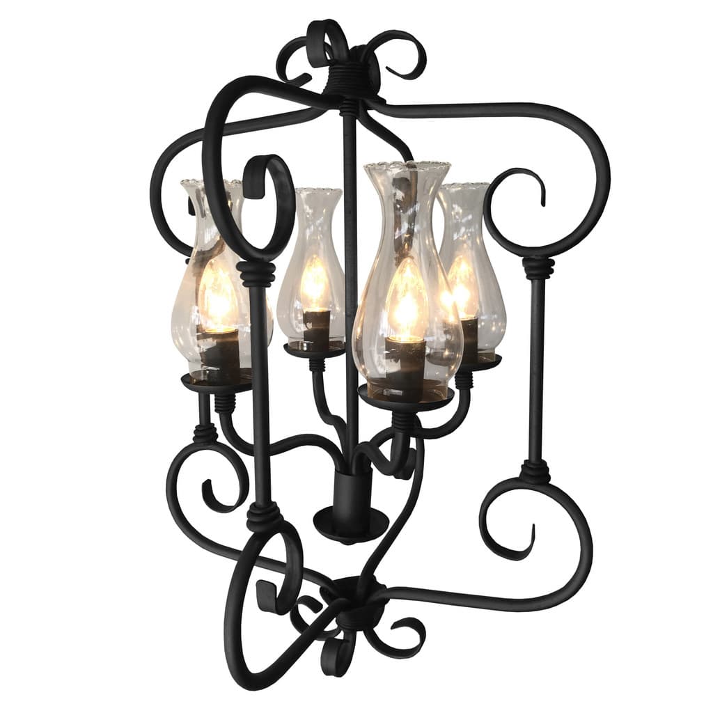 Lustre de Ferro Preto Com Cúpulas De Vidro Artesanal Decorativo