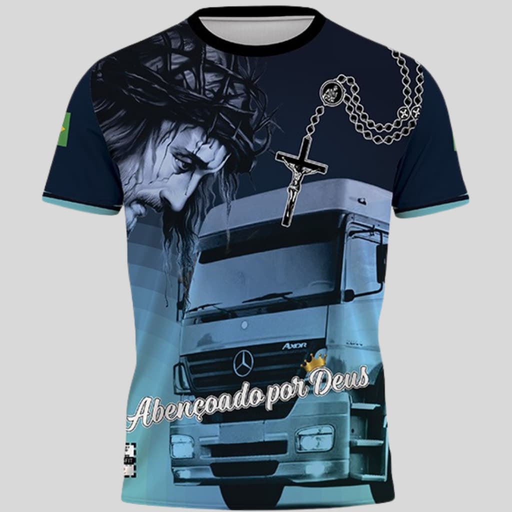 Camiseta Caminhoneiro Abençoado Por Deus Dry Fit Premium