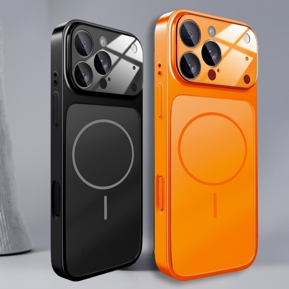 Capa Capinha Laranja Magnética para iPhone 17 Pro Max 16 15 14 13 Vidro Nano Fosco Câmera Anti-Queda