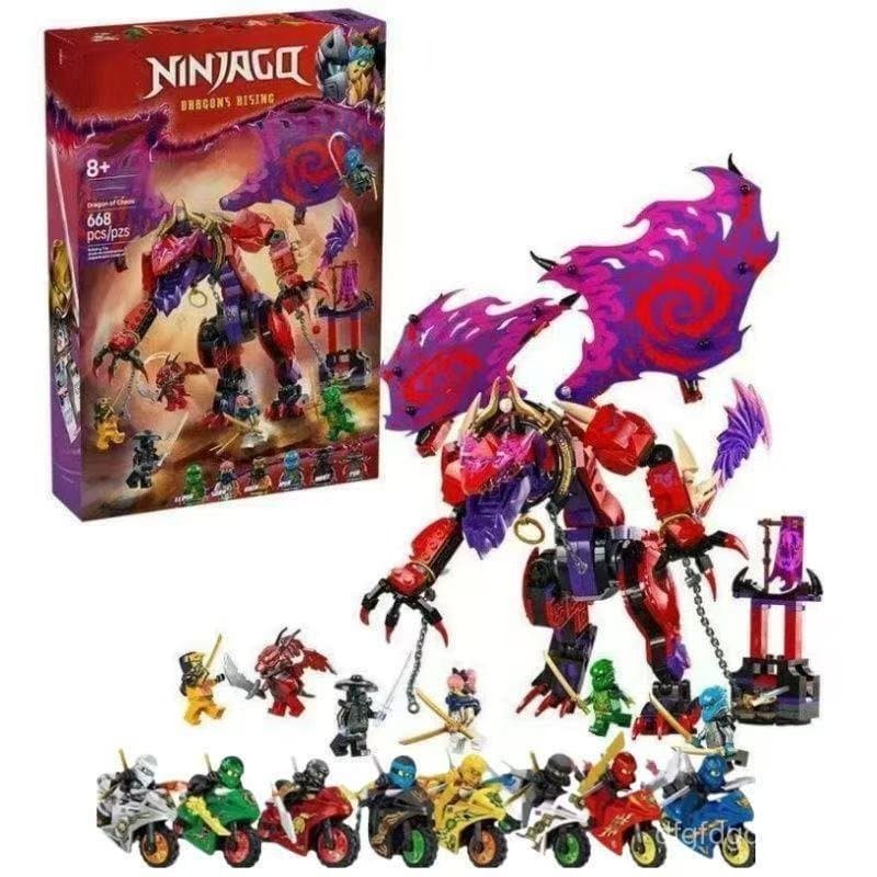 RALC Lego Ninjago Dragão Caos 71832 Brinquedos Educativos para Crianças Jogos de Blocos Decoração para Adultos