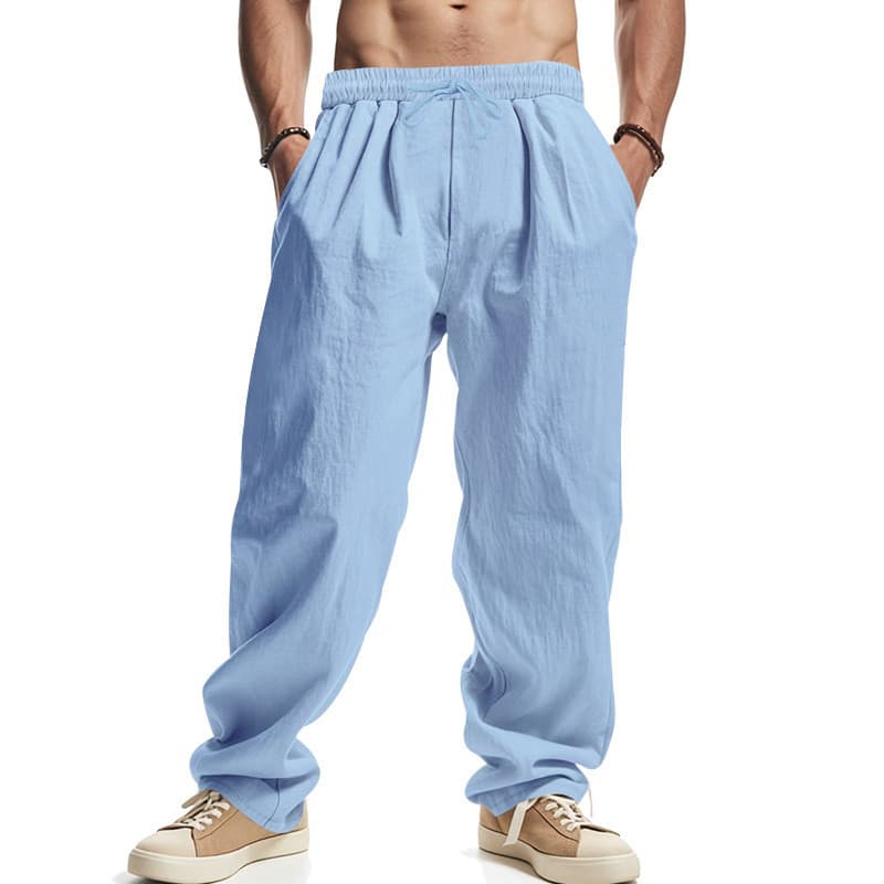Calças casuais masculinas soltas casuais de linho Hip Hop praia esportes calças largas