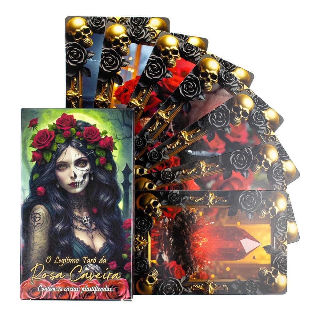 O Legitimo Tarô da Rosa Caveira 36 Cartas Plastif e Manual