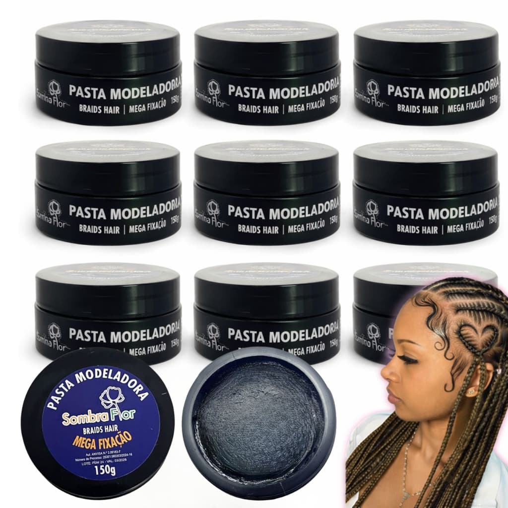 Kit 10 Cera Modeladora para cabelo para tranças Babyhair Gel Pasta Alta Fixação Revenda Envio rápido