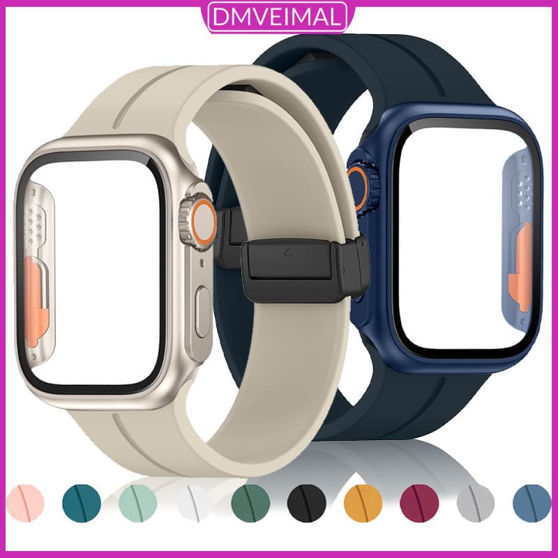Pulseira Silicone De Capa Capinha PC Para Relógio IWatch Apple Watch Series 11 10 9 8 7 6 SE 3 2 46 45 42 41 44 40 38mm