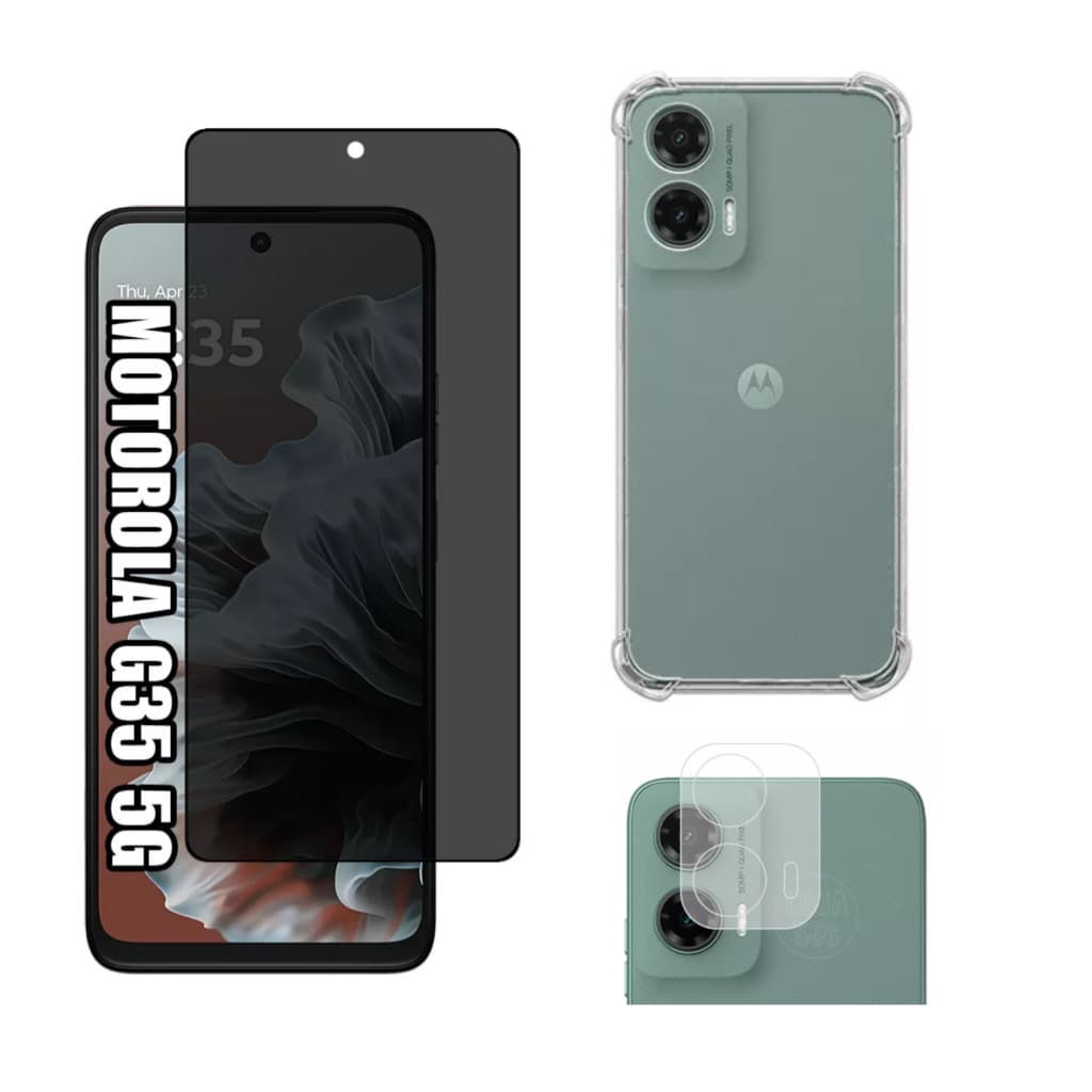 Kit Para Motorola G35 - Película Privativa + Capa + Câmera