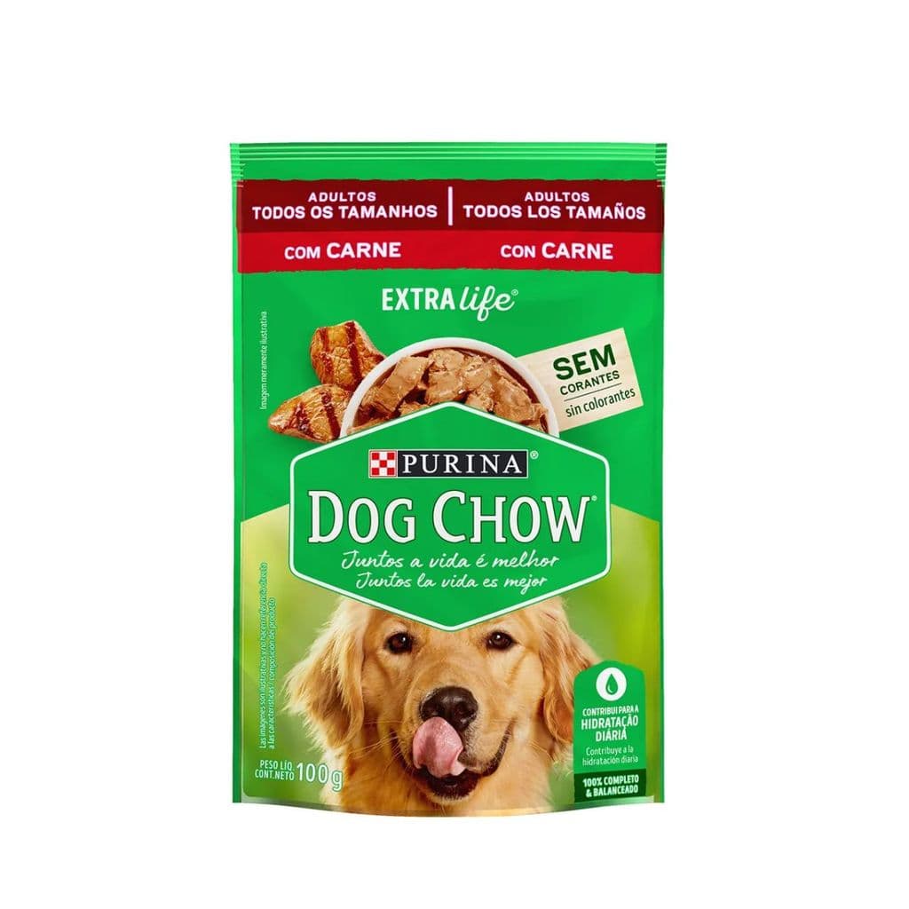 SACHÊ DOG CHOW ADLT TDTM CARNE 100G 1 UN