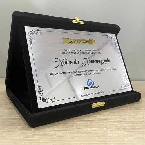 Placa Homenagem Paraninfo Estojo De Veludo Personalizada