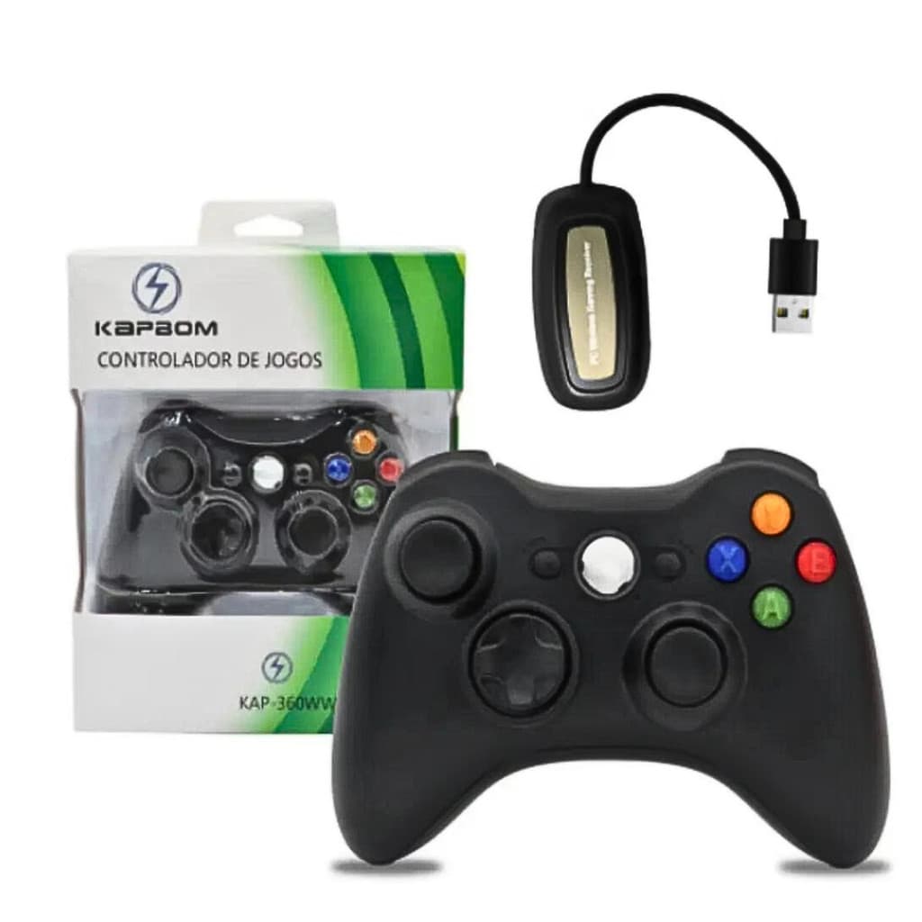 Controle Gamer - SEM FIO- Wireless 2.4G Joystick com receptor PC Computador Kapbom
