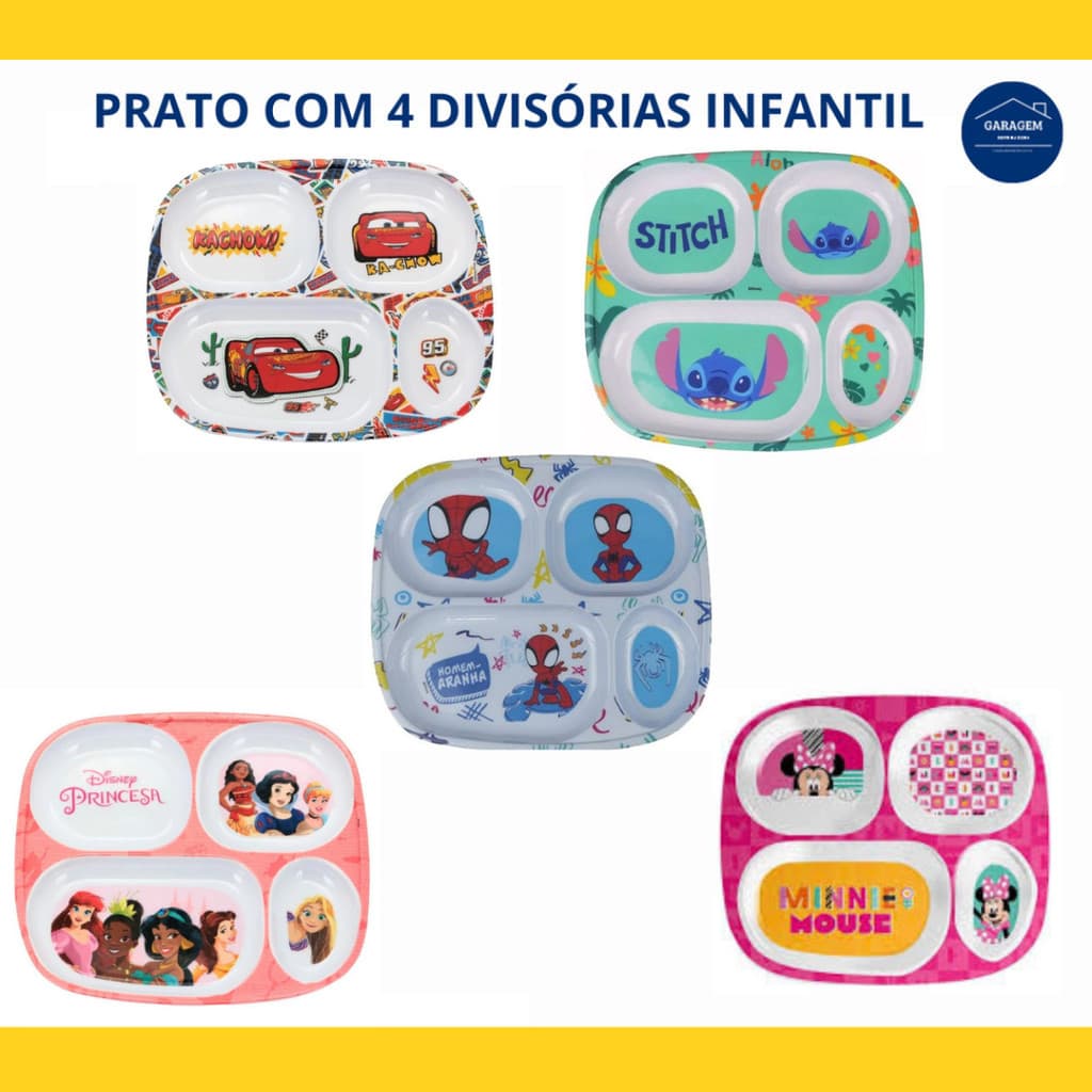 Prato Infantil com 4 Divisórias Tuut – Melamina, Antibacteriano e Livre de BPA, Refeição Segura e Prática.