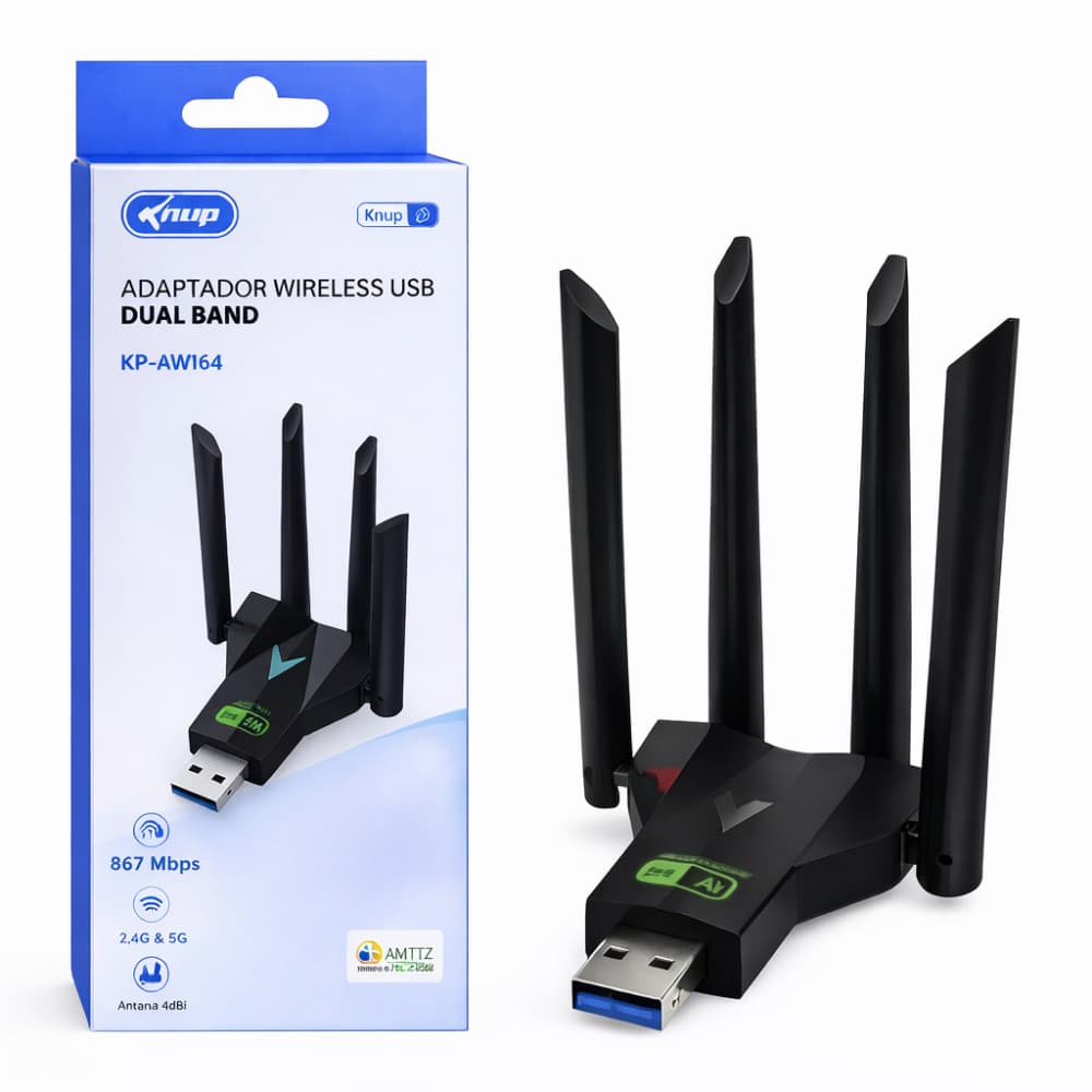 Mini Adaptador Wireless Wifi Dual Band 2,4g 5g 867  mbps Usb Knup KP-AW164