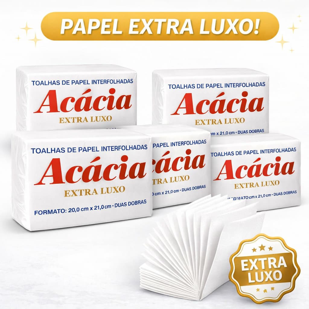 Fardo de Toalha de Papel Interfolhado extra Luxo 100% celulose 5 pacotes 20x21 2 dobras