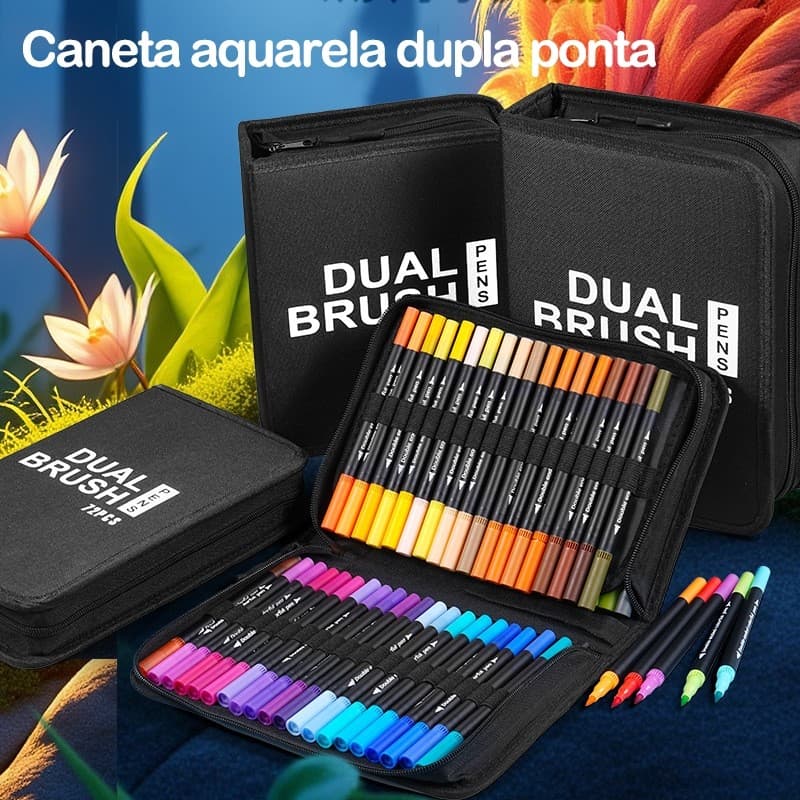 Papelaria Diferente Kit Caneta Dual pen  168 Cores - Pronta Entrega Marcador Profissional Lettering Canetinha