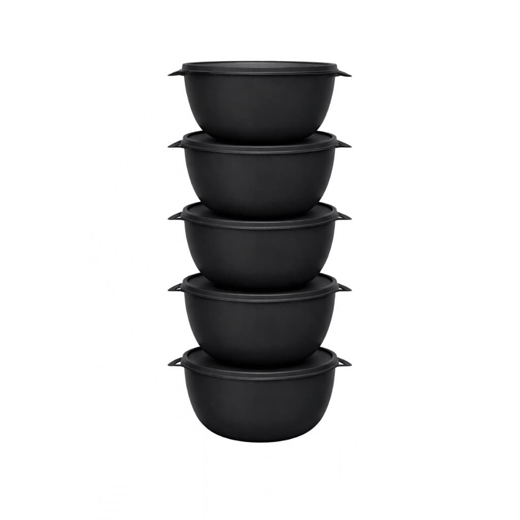 Kit 5 Potes Plásticos Bowl Redondo 1000ml C/ Tampa BPA Free Marmita Saladeira Cozinha Várias Cores