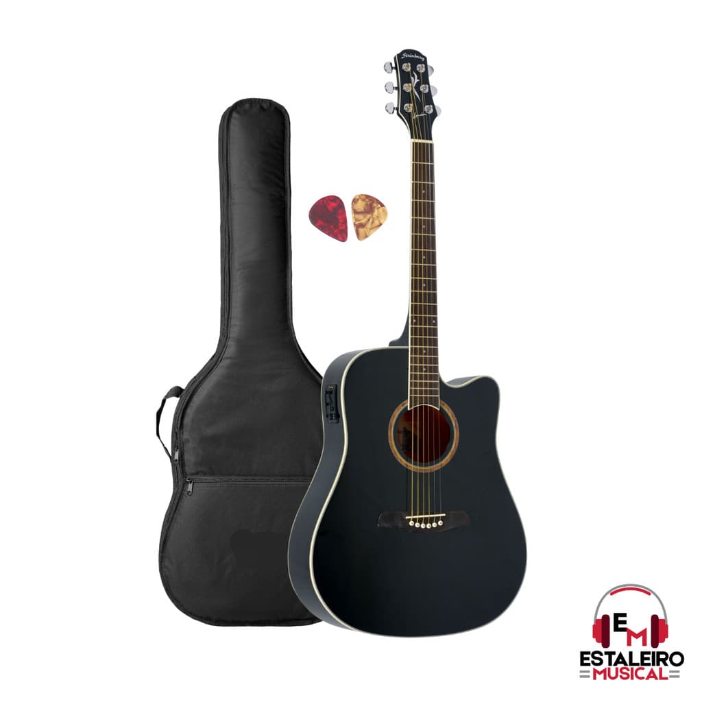 Violao Strinberg LE30C BK Preto Elétrico + Capa Almofadada
