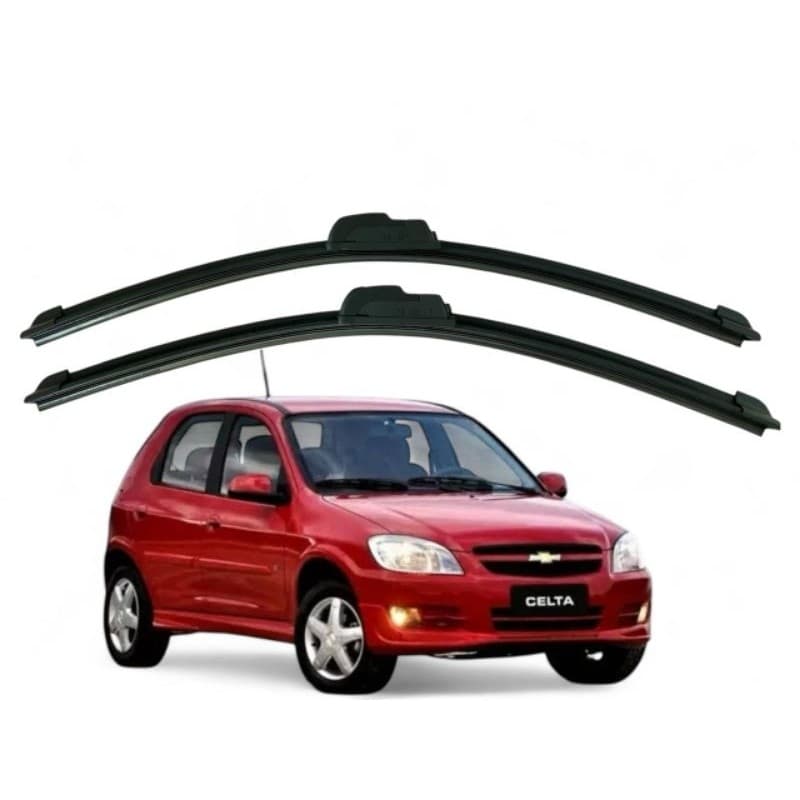 Par Palhetas Limpador Para-brisa Dianteiro GM Chevrolet Celta 2000 A 2013 Kit