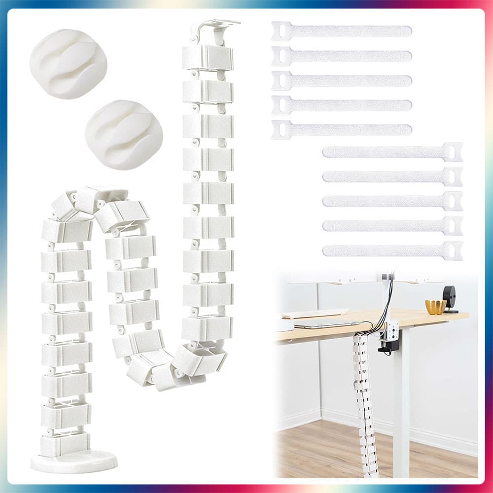 Branco Organização de cabos sob a mesa organizador flexível para cabos proteção oculta para cabos com tiras para cabos