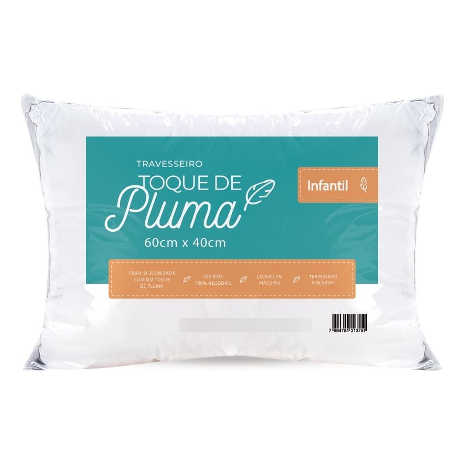 Travesseiro Infantil Toque De Pluma 60x40 para Bebês Antialérgico Macio Antiacaro