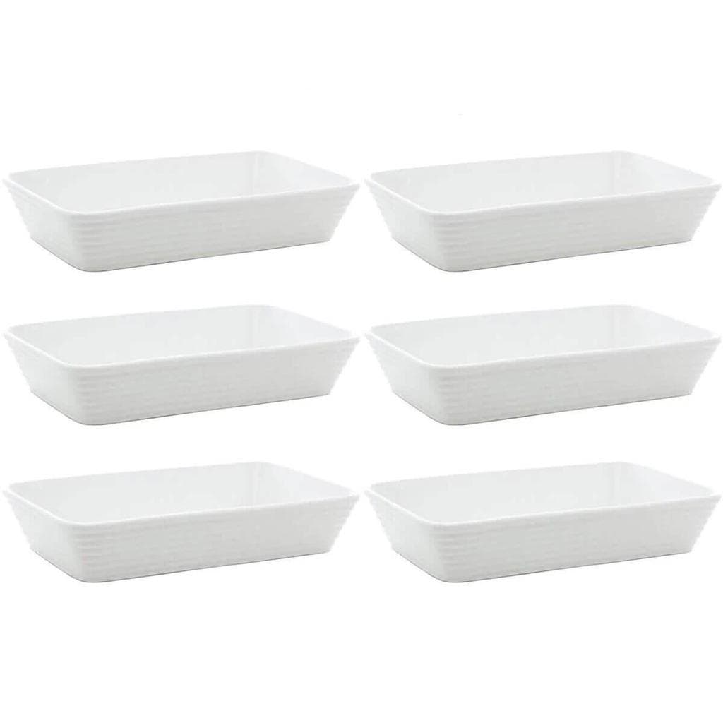 Conjunto 6 Travessas de Porcelana para Restaurante Buffet 1,2 litros Linea Lyor Branco