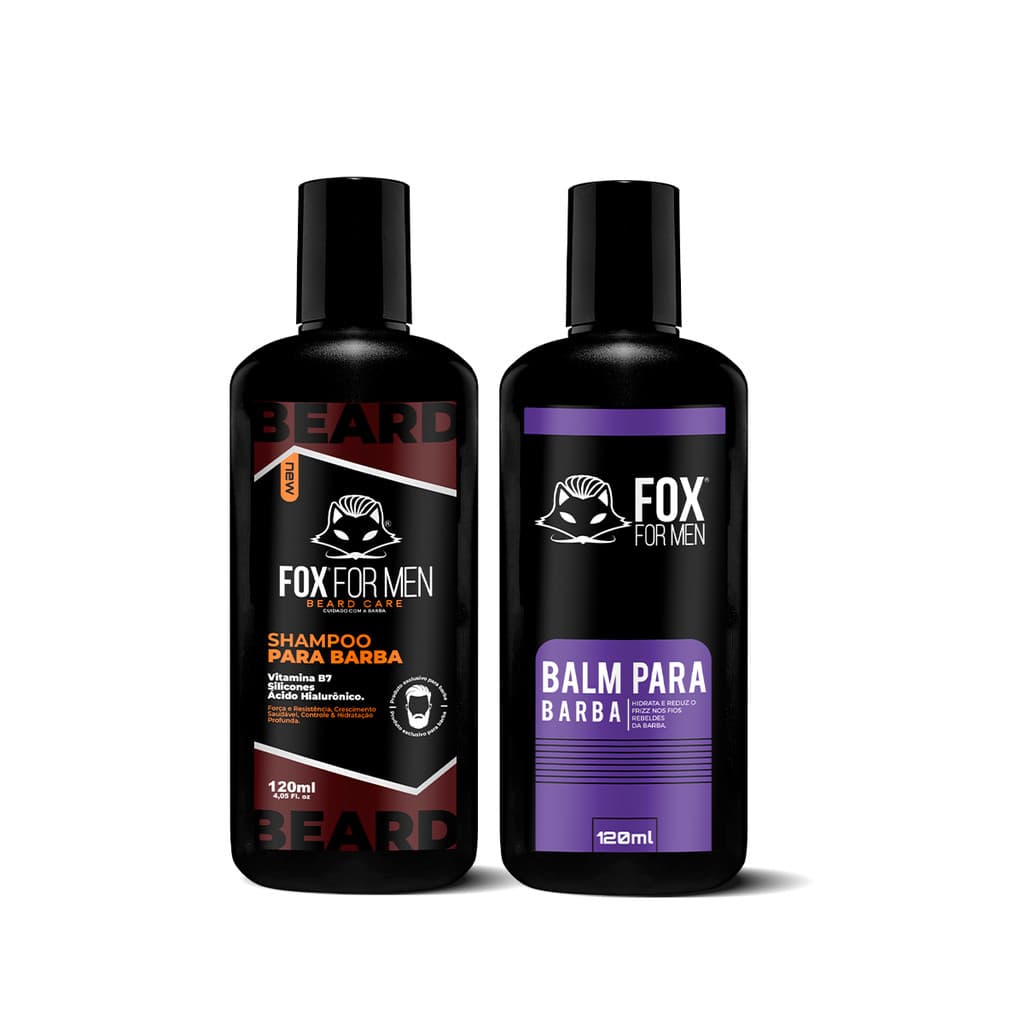 KIT SHAMPOO PARA BARBA E BALM 120ML - FOX FOR MEN