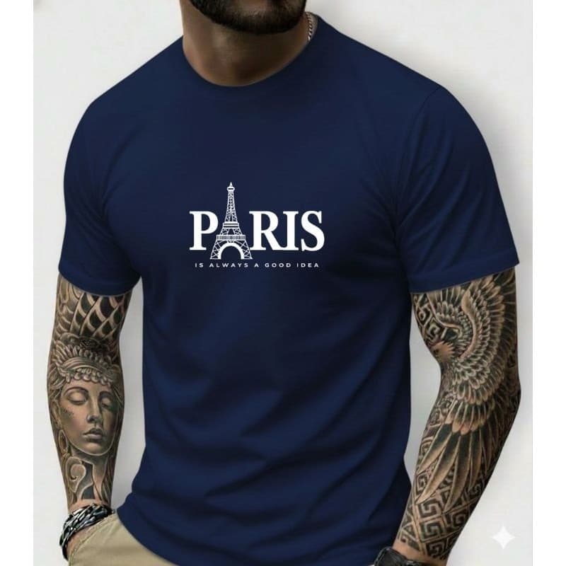 Camiseta Masculina Estampa Paris Algodão Premium Moda Casual Confortável