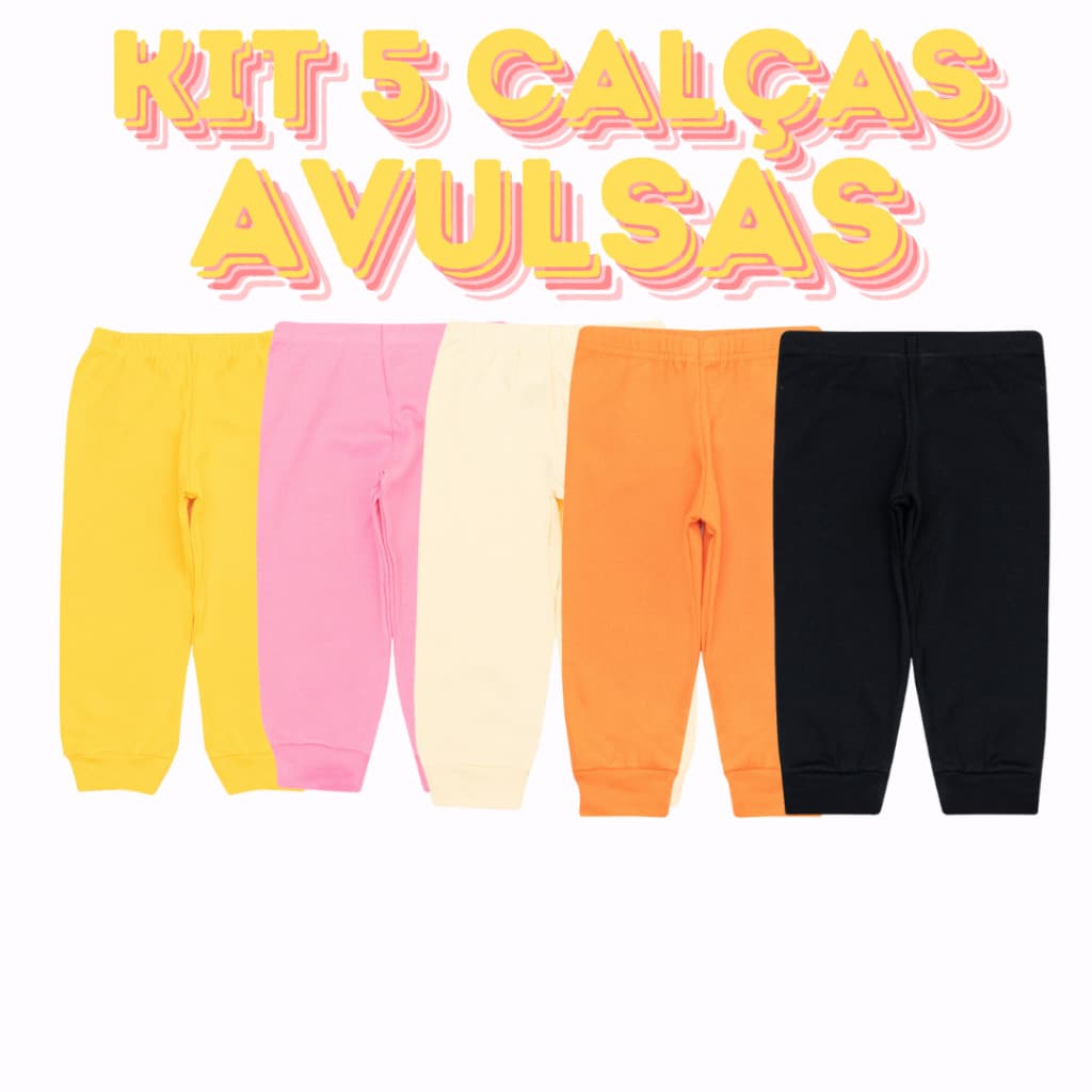 Kit 5 Calça Mijão Culote Em Algodão Cor Sortido Menino Menina