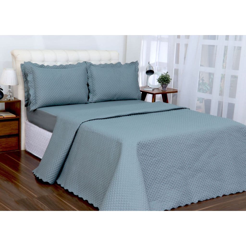 Kit Cobreleito Classic Queen 03 pçs Cinza