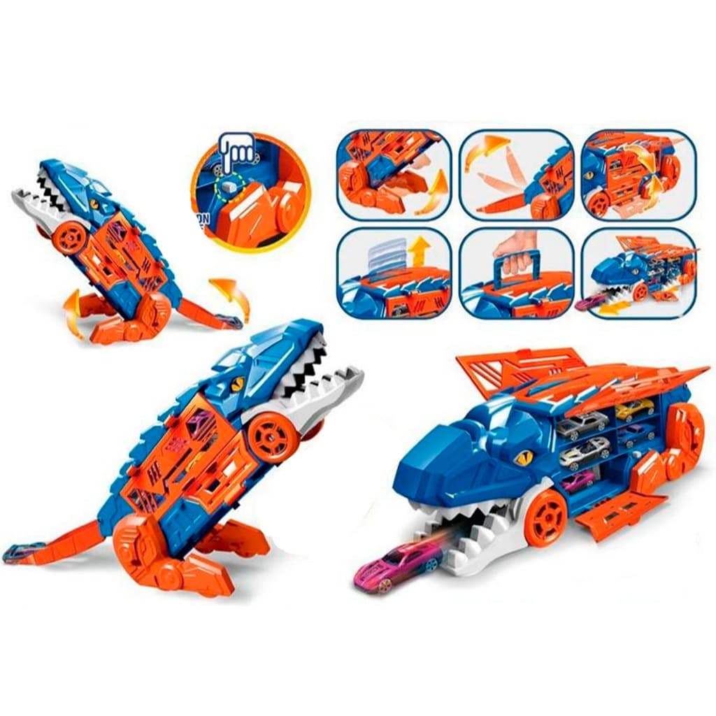 Cegonha Caminhão Catapulta Pista Rampa + 6 Carrinhos Metal