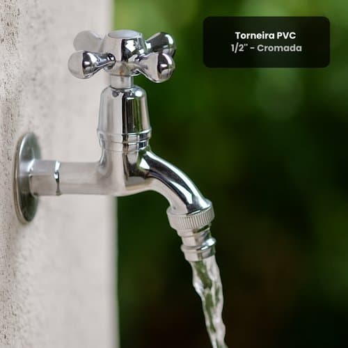 Torneira PVC Cromada 12 Alta Resistência Acabamento Brilho Instalação Fácil