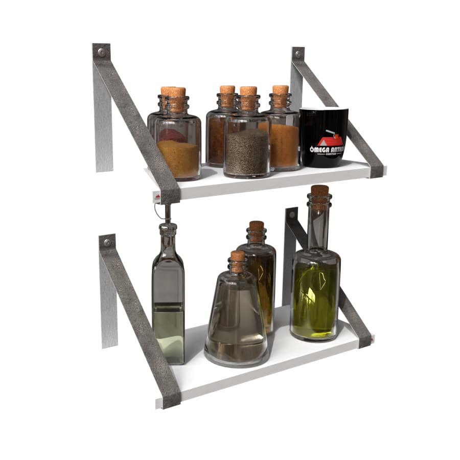 Kit 2 prateleiras MDF Branco ou Preto com alça de couro ecológica 45cm