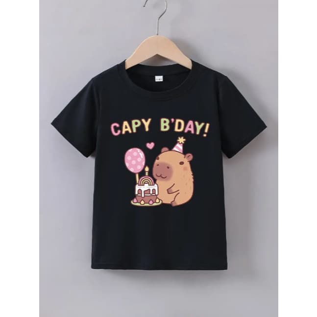 Camiseta Infantil menina menino Capivara Capy B'day Blusa Criança estampada 100% algodão
