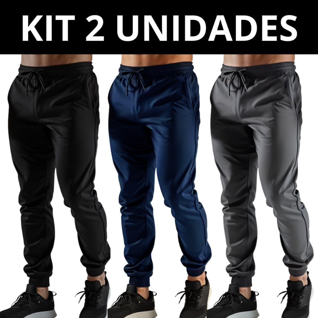 Kit 2 Calça Tactel Elastano Jogger Masculina leve Esportiva treino academia