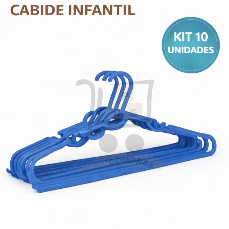 Kit 10 Cabide Azul Infantil Bebe Plastico Reforçado