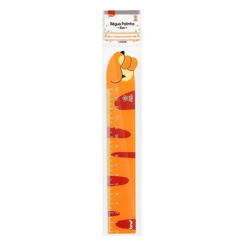 Régua Plástica Patinha 15cm Laranja Escuro - BRW