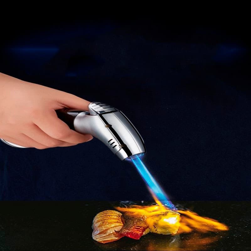 Mini Maçarico Portátil À Gás Recarregável Travamento de Chamas Culinária Cozinha