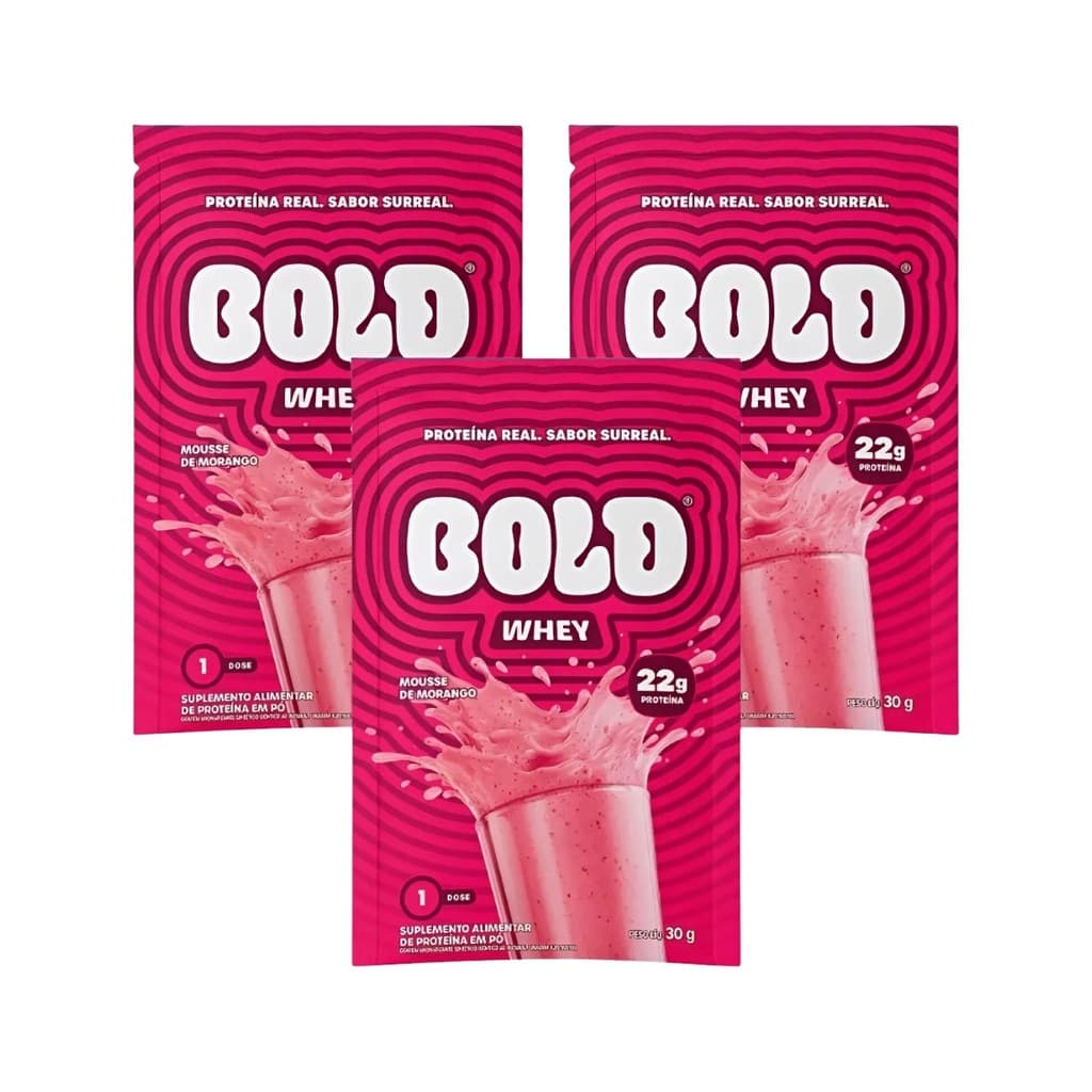 Kit 3 Bold Whey Mousse Morango Sachê 30g