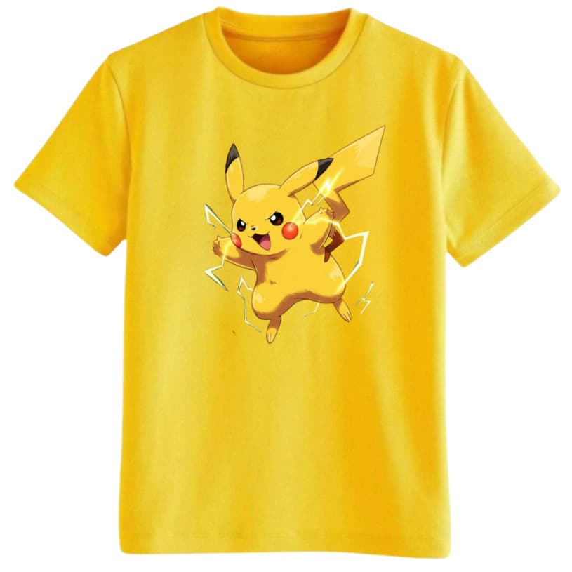 Camiseta infantil Pikachu Algodão Envio imediato  Várias cores  2 ao 14