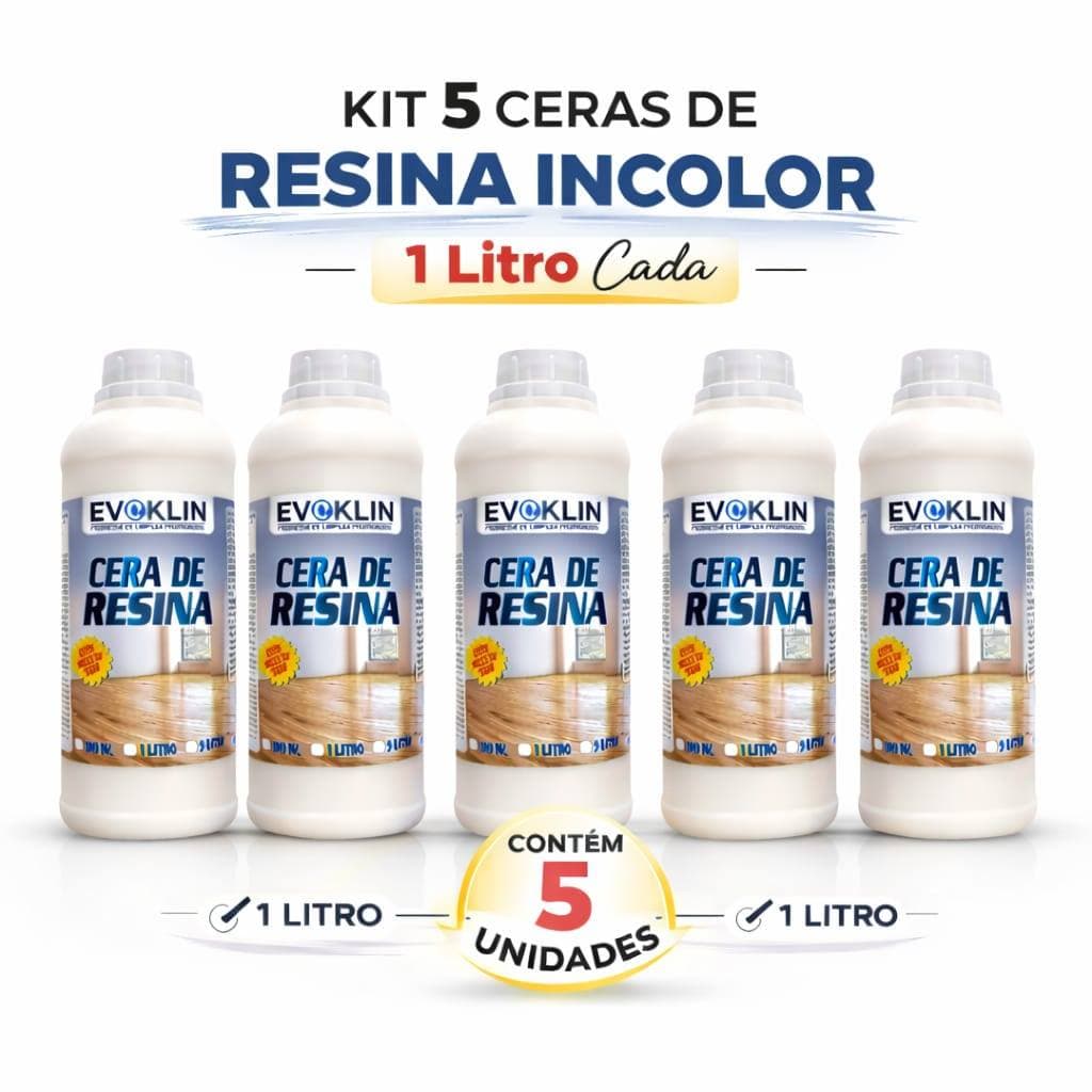 Cera Para Piso De Madeira Assoalho Ardósia Com Resina Incolor Brilho E Proteção - KIT COM 5 UND