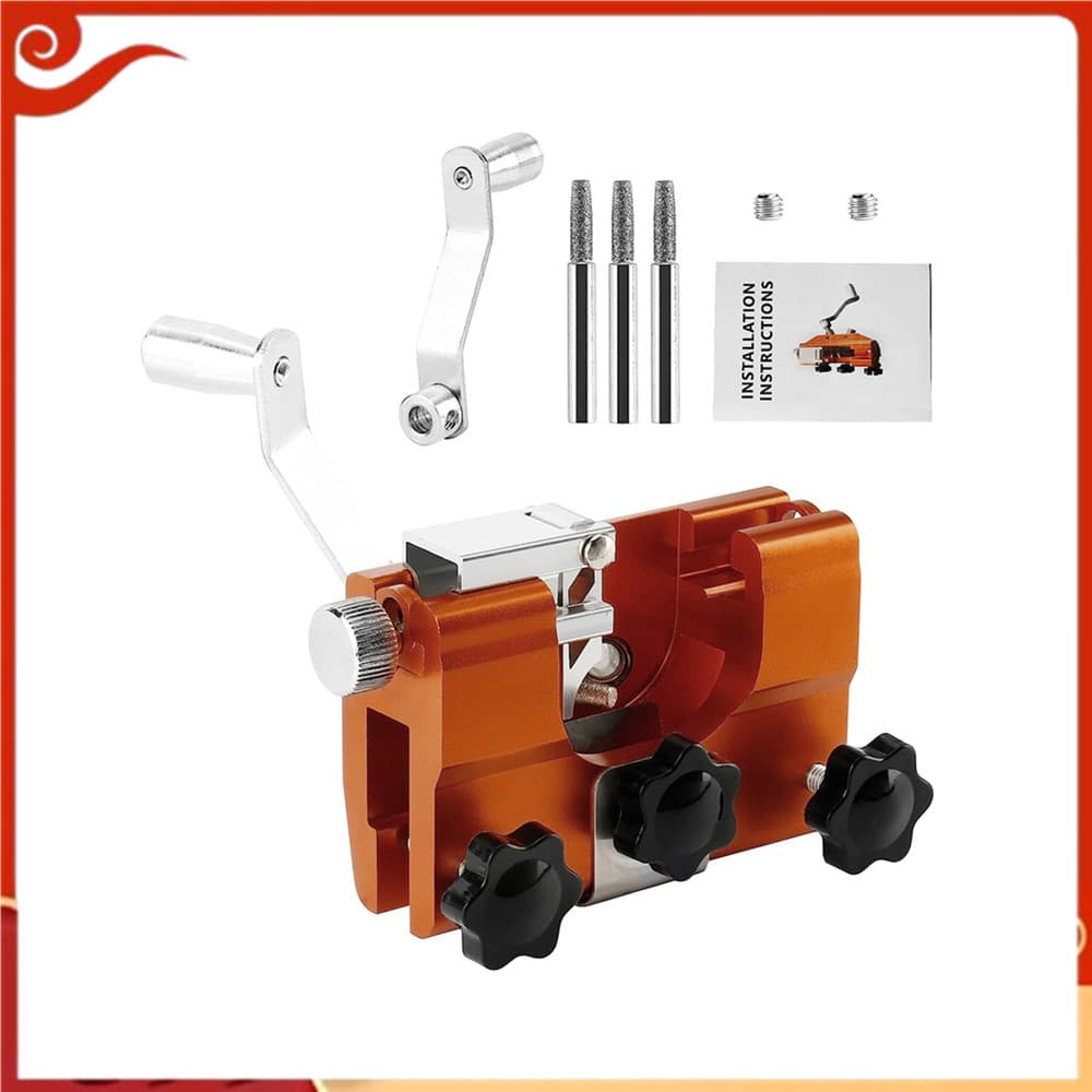 Afiador de faca de motosserra com manivela manual, Kit portátil de afiador de faca de corrente de motosserra