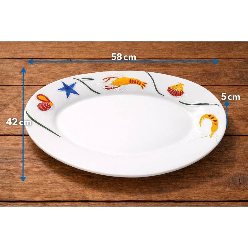 TRAVESSA GRANDE MAR DECORADA 58cm - CERAMICA SCALLA