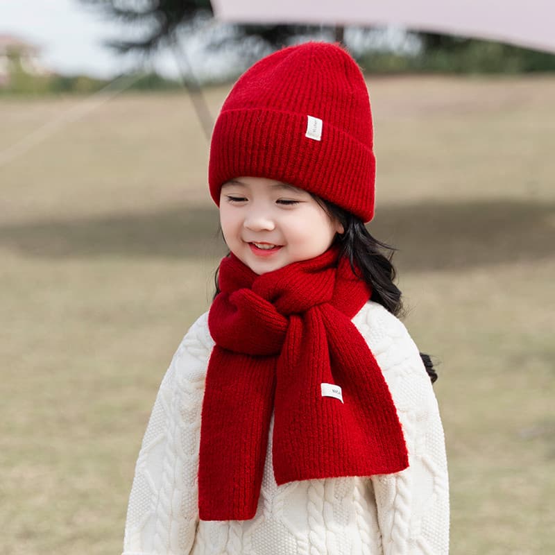 Crianças chapéu cachecol conjunto de duas peças outono inverno bebê malha chapéu de lã meninos meninas chapéu quente pul