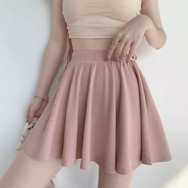 Saia plissada de seda gelo rosa saia feminina verão estilo fino 2026 novo estilo cintura alta mais magro olhar pequena s