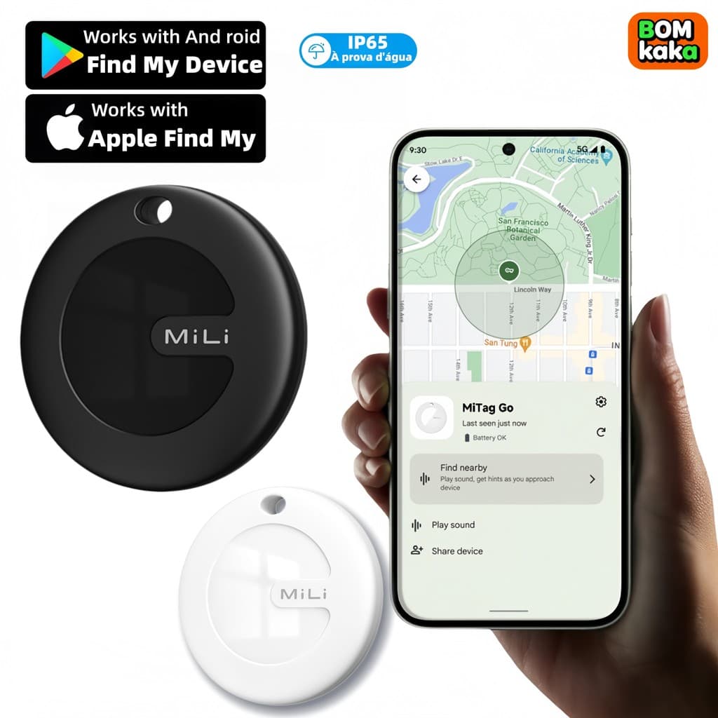 Kit1/2 Localizador MiLi GPS – Rastreador Compatível iOS/Android, Tag Inteligente