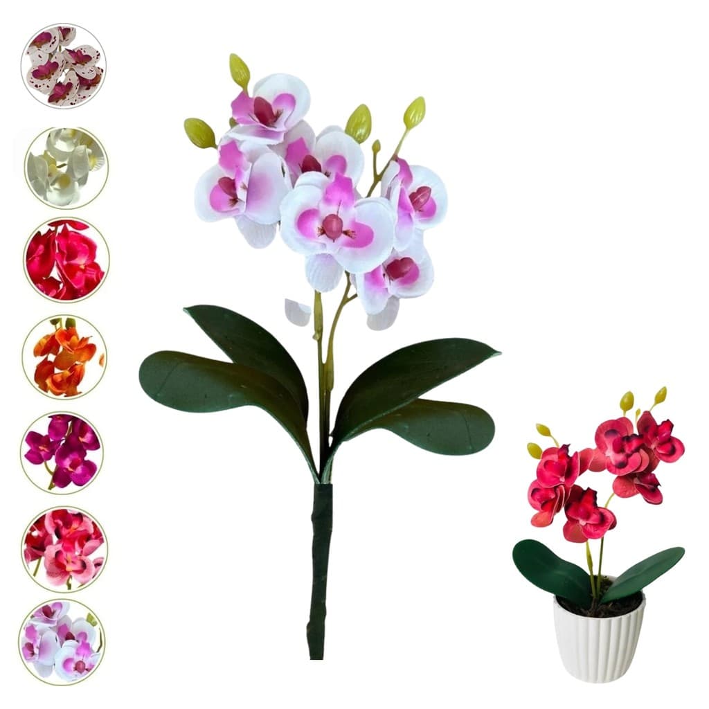 Orquídea Artificial Silicone 30cm Haste Flexível Cores