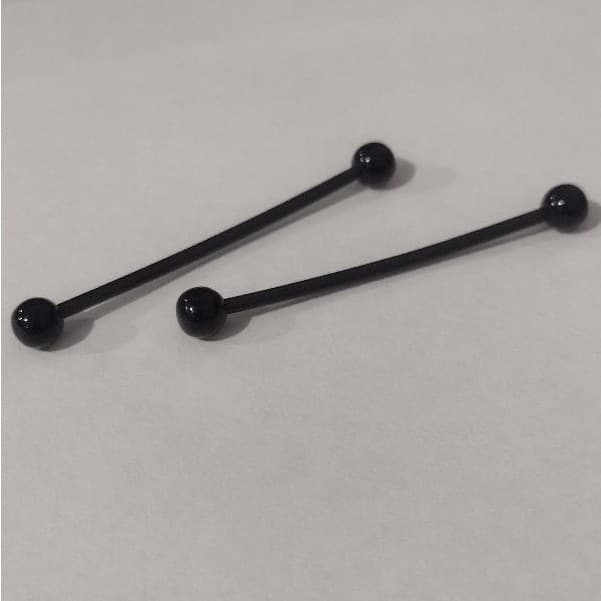 KIT COM 2 piercing transversal silicone Preto 1.6×38×5m unissex