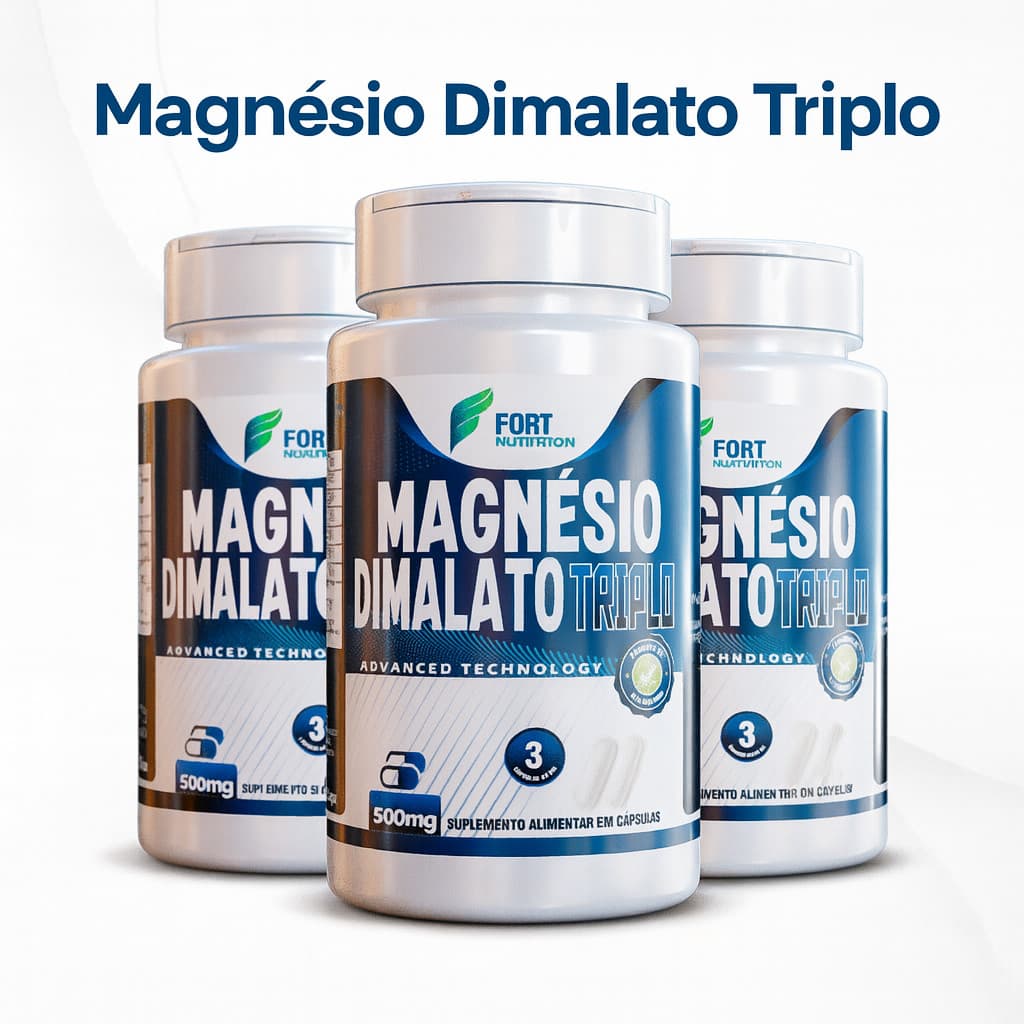 Magnésio Dimalato Triplo - 120 Cápsulas 500mg - Fort Nutrition | Alta Absorção |  Envio Imediato