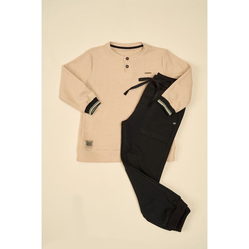 Conjunto Menino Blusão Textura e Calça Moletom Ok e Friends